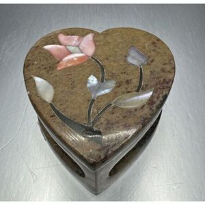 Vintage Marble Trinket Box With Lid Pearlescent‎ Flower